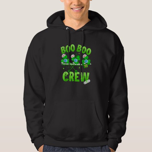 Boo Boo Crew Nurse St Patrick S Day Shamrock Face Hoodie (Voorkant)