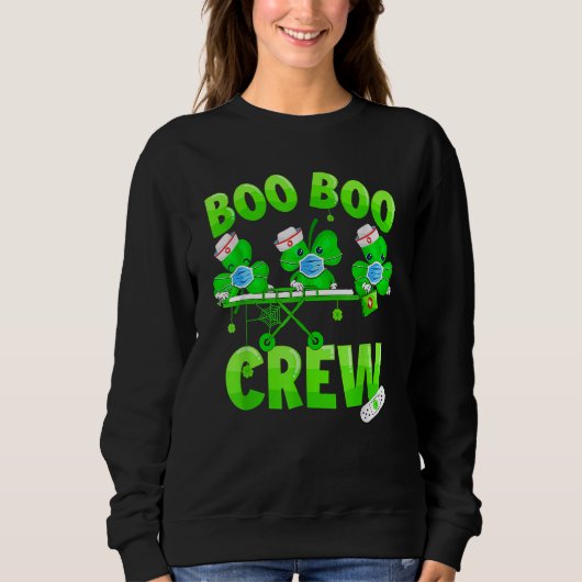 Boo Boo Crew Nurse St Patrick's Day Shamrock Face Trui (Voorkant)