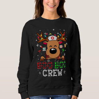 Boo Boo Crew Reindeer Nurse Buffalo Plaid Nurse Ch Trui