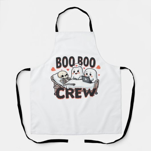 Boo Boo Crew Schattige Halloween Nurse Ghosts Esse Schort (Voorkant)
