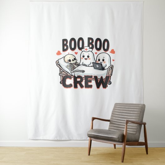Boo Boo Crew Schattige Halloween Nurse Ghosts Esse Wandkleed (In situ)