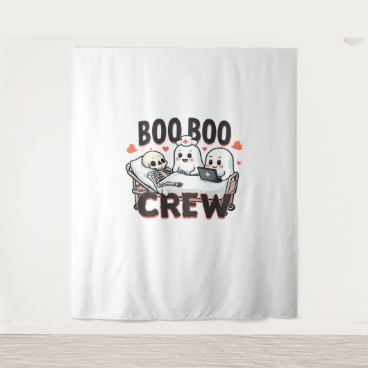 Boo Boo Crew Schattige Halloween Nurse Ghosts Esse Wandkleed (Voorkant)