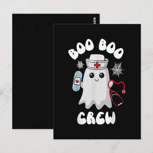 Boo Boo Crew Schattige Nurse Ghost Funny Halloween Briefkaart (Voorkant / Achterkant)