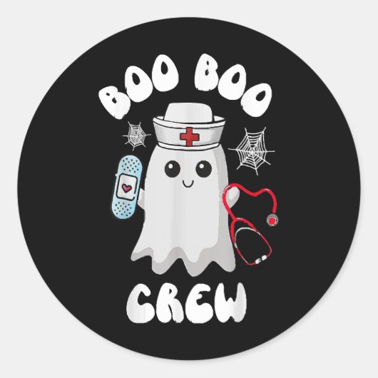 Boo Boo Crew Schattige Nurse Ghost Funny Halloween Ronde Sticker (Voorkant)