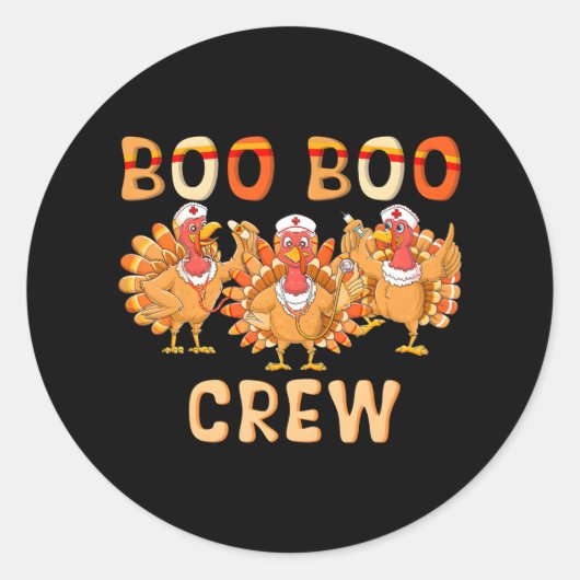 Boo Boo Crew Verpleegkundige Thanksgiving Matching Ronde Sticker (Voorkant)