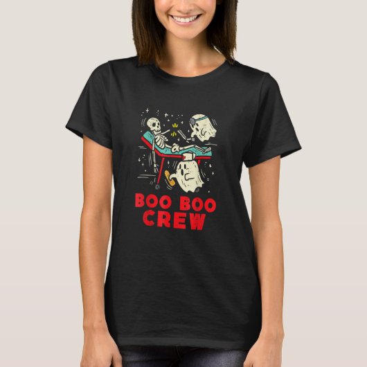 Boo Boo Crew Verpleegster Ghost & Skeleton Hallowe T-shirt (Voorkant)
