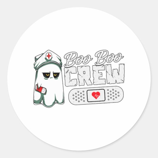 Boo Boo Crew Verpleegster Grappige Halloween enge  Ronde Sticker (Voorkant)