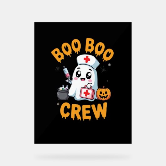 Boo Boo Crew Verpleegster Schattig Spook Halloween Acryl Bord (Voorkant)