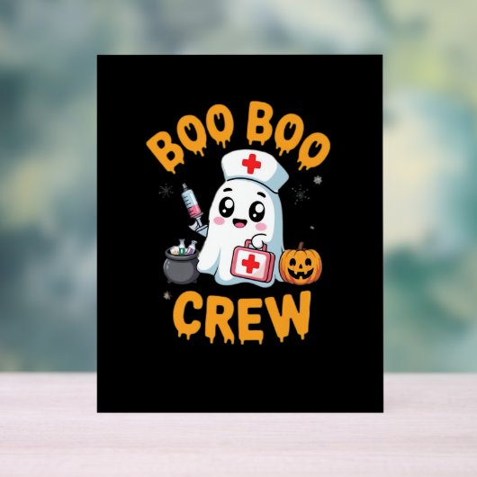 Boo Boo Crew Verpleegster Schattig Spook Halloween Acryl Bord (Neutraal)