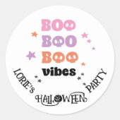BOO BOO Vibes Halloween Custom Ronde Sticker (Voorkant)