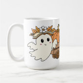 Boo & Books Adorable Ghost Reading Fall Design Koffiemok (Links)