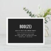 Boo & Booze Modern Halloween Party Invitation Kaart (Staand voorkant)