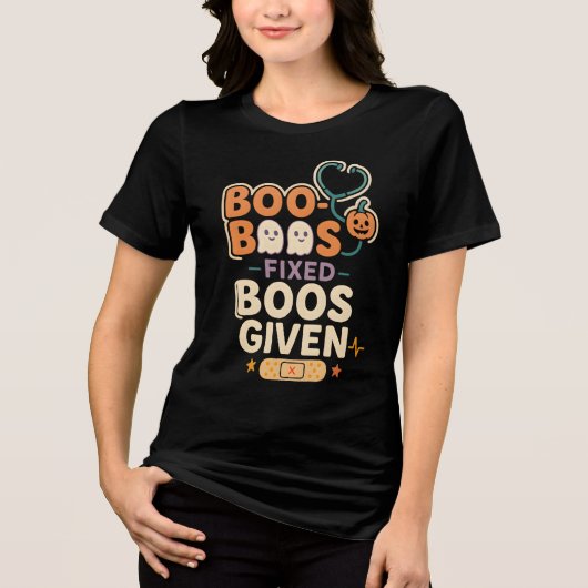 Boo-Bos Fixed Boo Bos Gezien Pediatric Nurse Tri-Blend Shirt (Voorkant)