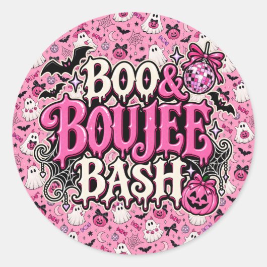 Boo & Boujee Feest Ronde Sticker (Voorkant)