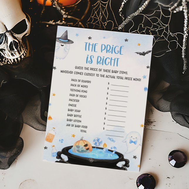 Boo-boy Halloween De prijs is het juiste spel (Blue Oh Sheet Baby Shower The Price is Right Game)