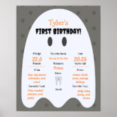 Boo. Boys Halloween 1st Birthday Milestone Poster (Voorkant)