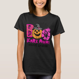 Boo Breast Cancer Pink Ribbon Funny Halloween Pomp T-shirt