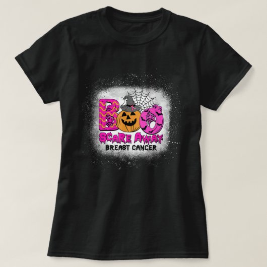 Boo Breast Cancer Pink Ribbon Funny Halloween Pump T-shirt (Design voorkant)