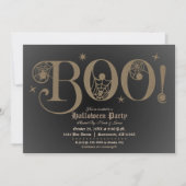 BOO Brown Rustic Elegant Halloween Costume Party Kaart (Voorkant)