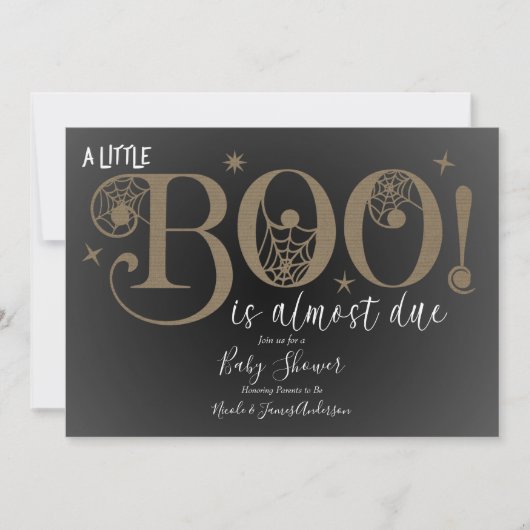 BOO Bruin Rustic Elegant Baby shower Kaart (Voorkant)