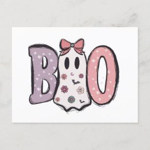 BOO Bubble letters Ghost & Pastel Halloween Feestdagenkaart