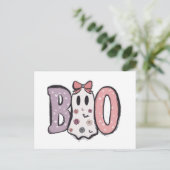 BOO Bubble letters Ghost & Pastel Halloween Feestdagenkaart (Staand voorkant)