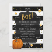BOO! Candy Corn & Sinaas Pompoen Halloween Kaart (Voorkant)