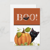 Boo Cat Halloween Flat Card Bedankkaart (Voorkant / Achterkant)