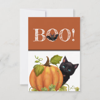 Boo Cat Halloween Flat Card Bedankkaart