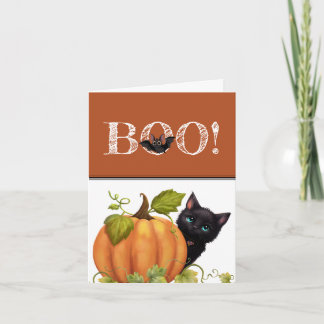 Boo Cat Halloween Folded Thank You Card Bedankkaart