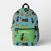 Boo Cat Halloween Patroon Gepersonaliseerde naam Bedrukte Rugzak (Voorkant)