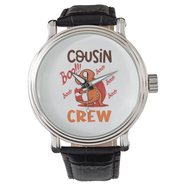 Boo Cousin Crew Halloween Dinosaur Spooky Kostuum Horloge (Voorkant)