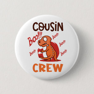 Boo Cousin Crew Halloween Dinosaur Spooky Kostuum Ronde Button 5,7 Cm