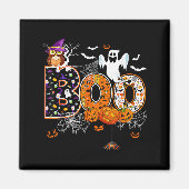 Boo Creepy Owl Pumpkin Ghost Halloween Men Women K Magneet (Voorkant)