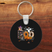 Boo Creepy Owl Pumpkin Ghost Halloween Men Women K Sleutelhanger (Voorkant)