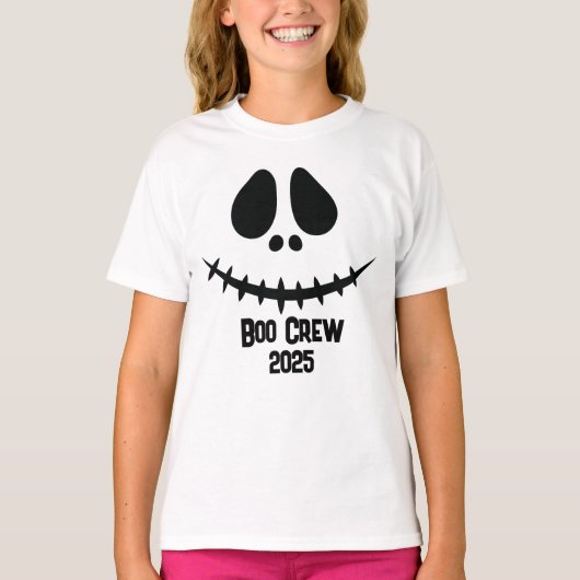 Boo Crew 2025 jack o lantaarn gezichtsgroep Hallow T-shirt (Voorkant)