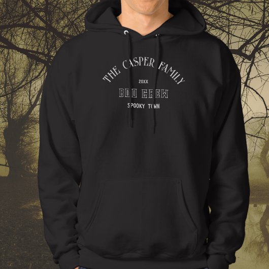 Boo Crew aangepaste familienaam Halloween Black Hoodie