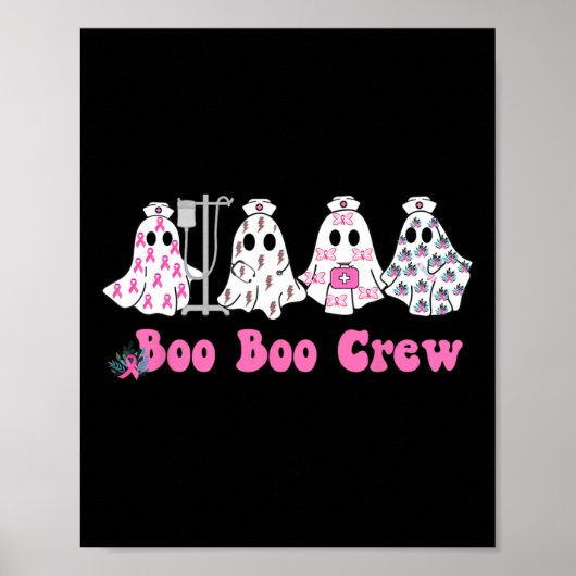 Boo Crew Borstkanker Ghost Nurse Halloween Poster (Voorkant)