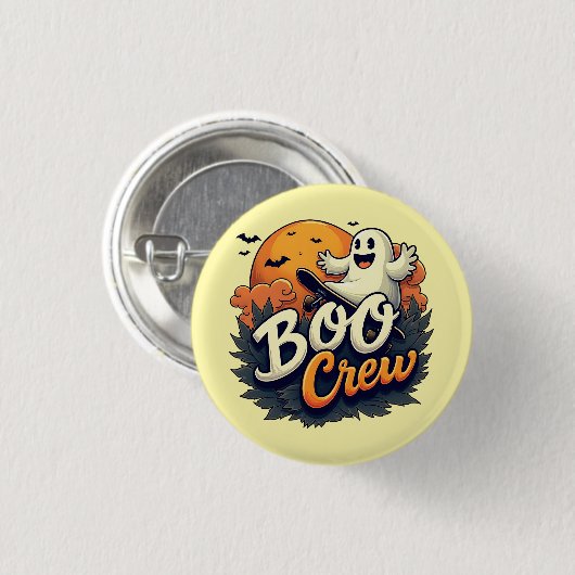 "Boo Crew" Cheerful Ghost Button (Voorkant /achterkant)