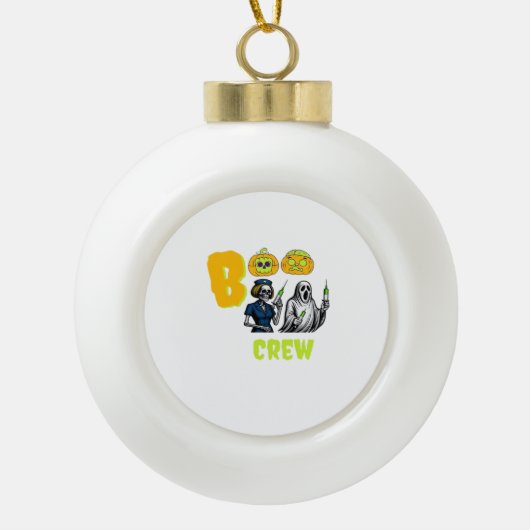 Boo Crew Classic T-shirt Keramische Bal Ornament (Voorkant)