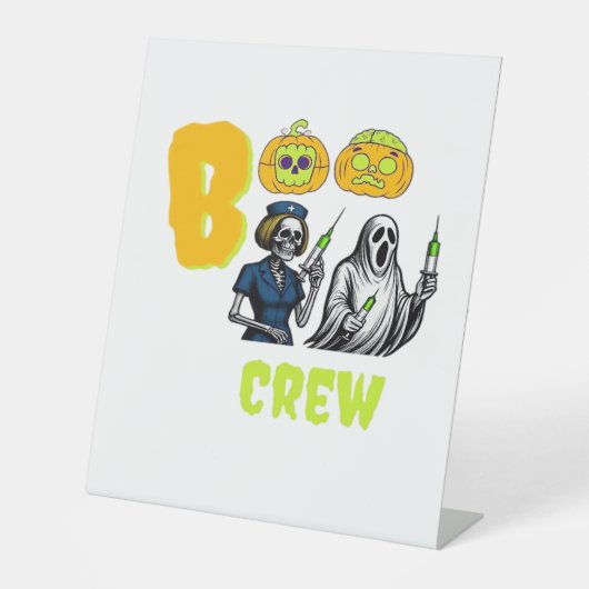 Boo Crew Classic T-shirt Reclamebord Met Voetstuk (Voorkant)