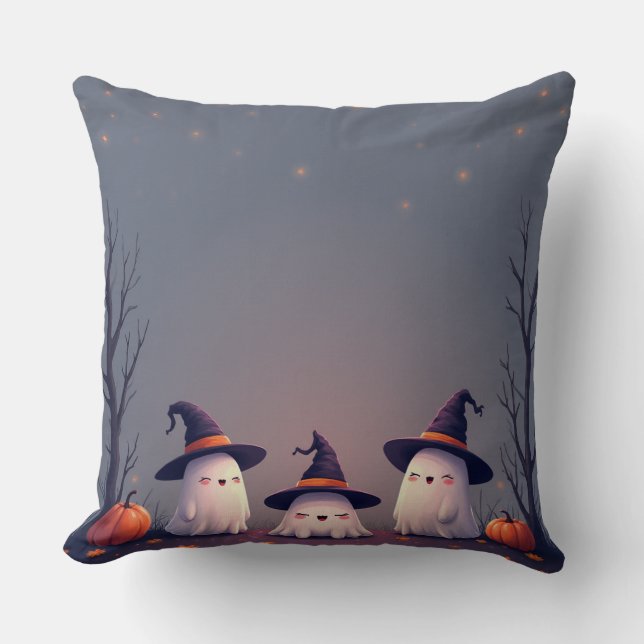 Boo Crew – Cute Halloween Ghosts Design Kussen (Voorkant)