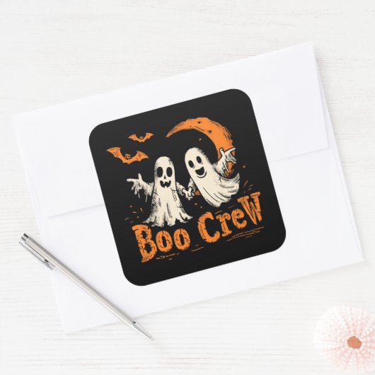 Boo Crew | ExDesigner | Halloween Vierkante Sticker (Envelop)