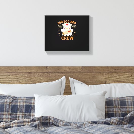 Boo Crew Funny Ghost Spooky Halloween Nurse T-Shir Canvas Afdruk (Insitu (Slaapkamer))