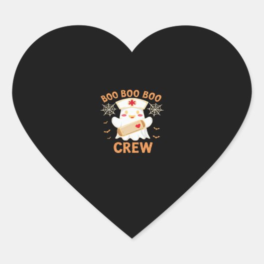 Boo Crew Funny Ghost Spooky Halloween Nurse T-Shir Hart Sticker (Voorkant)