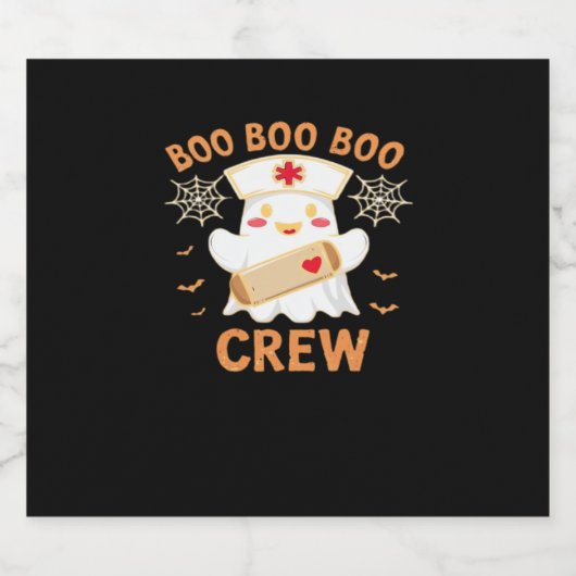 Boo Crew Funny Ghost Spooky Halloween Nurse T-Shir Sparkling Wijnetiket (Enkel label)
