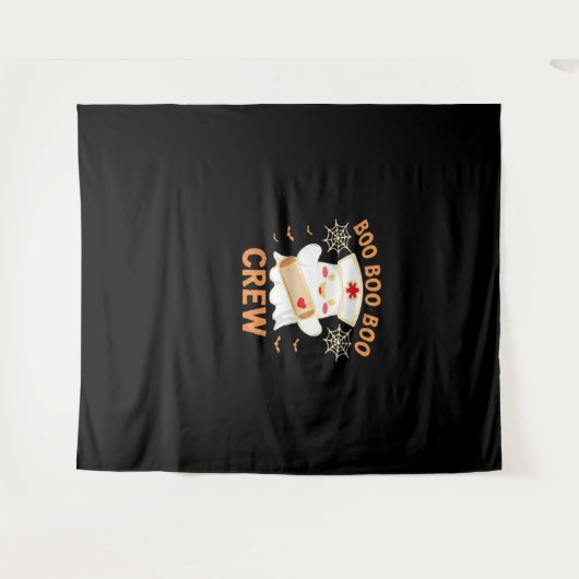 Boo Crew Funny Ghost Spooky Halloween Nurse T-Shir Wandkleed (Voorkant (horizontaal))