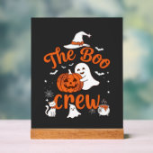 Boo Crew Geest Pompoen Witte Kat Heksenhoed Acryl Bord (Neutraal)