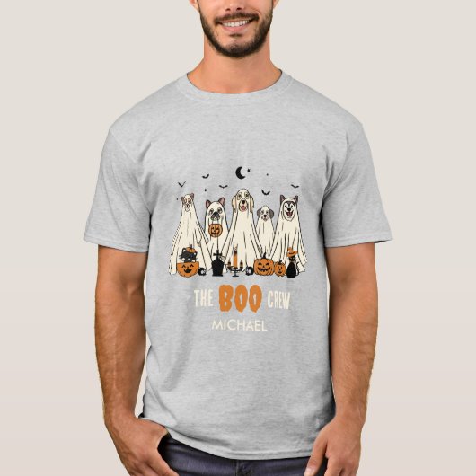 BOO Crew Ghost Dogs Personaliseer Bijpassende Hall T-shirt (Voorkant)