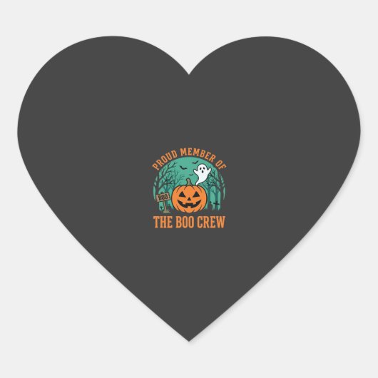 Boo Crew Halloween Geest Pompoen Ontwerp_1 Hart Sticker (Voorkant)